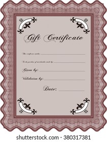 Certificado formal de regalo. Personalizable, fácil de editar y cambiar los colores. Fondo complejo. Bonito diseño. 
