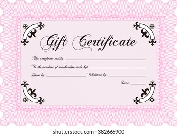 Formal Gift Certificate. Customizable, Easy to edit and change colors. Complex background. Lovely design. 