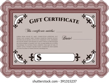 Formal Gift Certificate. Customizable, Easy to edit and change colors. Complex background. Lovely design. 