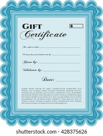 Formal Gift Certificate. Customizable, Easy to edit and change colors. Complex background. Lovely design. 