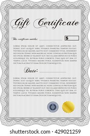 Certificado formal de regalo. Personalizable, fácil de editar y cambiar los colores. Bonito diseño. Fondo complejo. 