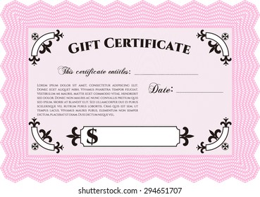 Formal Gift Certificate. Detailed.Beauty design. Printer friendly. 