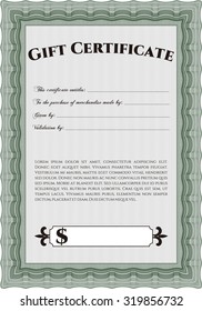 Formal Gift Certificate. Detailed.Printer friendly. Elegant design. 