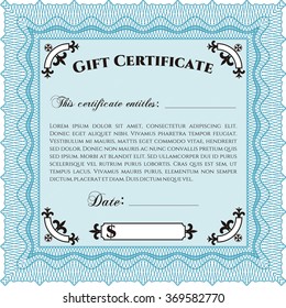 Formal Gift Certificate. Easy to print. Detailed.Excellent complex design. 