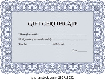 Formal Gift Certificate. Elegant design. With complex background. Vector illustration.