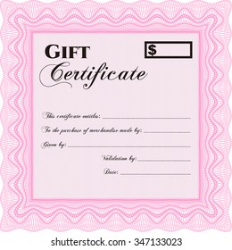 Formal Gift Certificate. Excellent complex design. With quality background. Vector illustration.