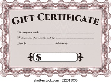 Formal Gift Certificate. Lovely design. Border, frame.With complex background. 