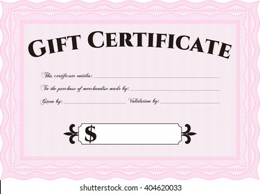 Formal Gift Certificate. Lovely design. Customizable, Easy to edit and change colors. Complex background. 