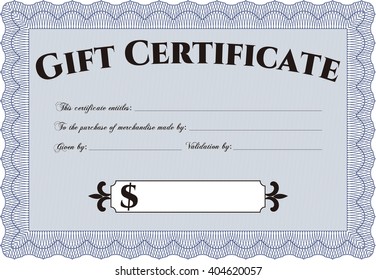 Formal Gift Certificate. Lovely design. Customizable, Easy to edit and change colors. Complex background. 