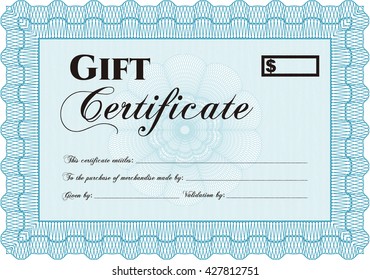 Formal Gift Certificate. Lovely design. Customizable, Easy to edit and change colors. Complex background. 