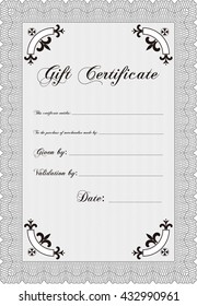 Formal Gift Certificate. Lovely design. Customizable, Easy to edit and change colors. Complex background. 
