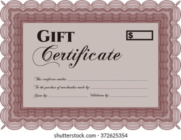 Certificado formal de regalo. Buen diseño. Con un patrón de guilloche de gran calidad. Borde, marco.