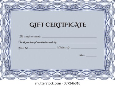 Formal Gift Certificate. With quality background. Superior design. Border, frame. 