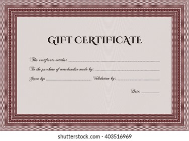 Certificado formal de regalo. Con un fondo de calidad. Borde, marco. Diseño superior. 