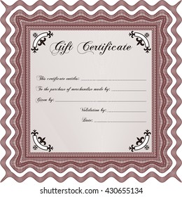 Formal Gift Certificate. With quality background. Border, frame. Superior design. 