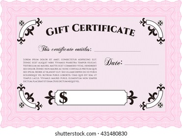 Förmliches Geschenkzertifikat. Mit hochwertigem Hintergrund. Überragendes Design. Grenze, Rahmen. 