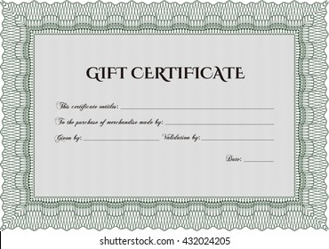 Formal Gift Certificate. With quality background. Lovely design. Border, frame. 