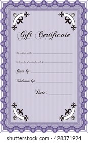 Formal Gift Certificate. Superior design. With quality background. Border, frame. 