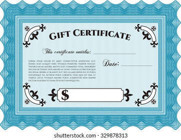Formal Gift Certificate template. With background. Artistry design. Customizable, Easy to edit and change colors.