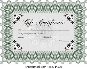 Formal Gift Certificate template. Customizable, Easy to edit and change colors.With complex linear background. Good design. 