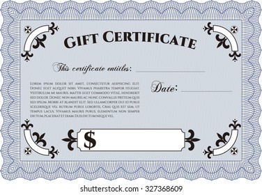 Formal Gift Certificate template. Customizable, Easy to edit and change colors.Sophisticated design. Easy to print. 