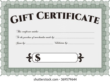 Formal Gift Certificate template. Good design. Vector illustration.Printer friendly. 