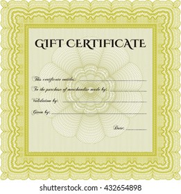 Plantilla de certificado de regalo formal. Con patrón de guilloche. Diseño retro. 