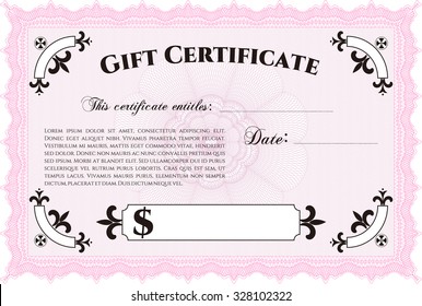 Vorlage für ein offizielles Geschenk. Schönes Design. Mit Hintergrund. Detaillierte Angaben.