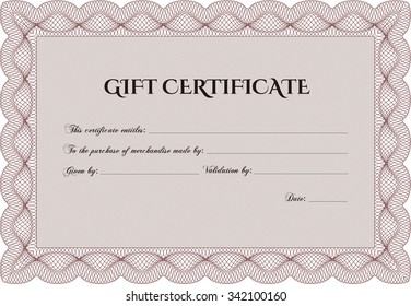 Formal Gift Certificate template. With quality background. Detailed.Elegant design. 