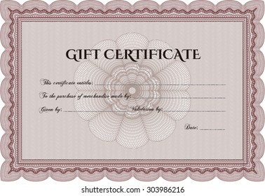Formal Gift Certificate template. Vector illustration.Beauty design. With quality background. 