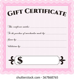 Formal Gift Certificate. Vector illustration.Sophisticated design. With quality background. 
