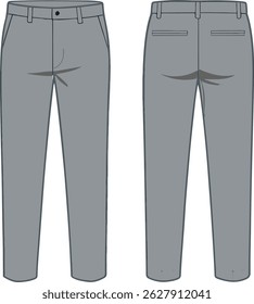 Formal grey trousers, front and back view