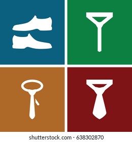 Formal icons set. set of 4 formal filled icons such as man shoe