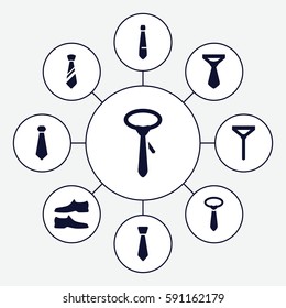 formal icons set. Set of 9 formal filled icons such as man shoe