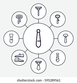formal icons set. Set of 9 formal outline icons such as man shoe