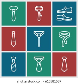 Formal icons set. set of 9 formal outline icons such as man shoe