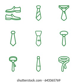 Formal icons set. set of 9 formal outline icons such as man shoe