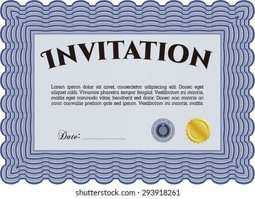 Formal invitation. With background. Border, frame.Nice design. 