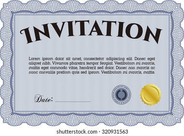 Formal invitation. With background. Cordial design. Detailed.
