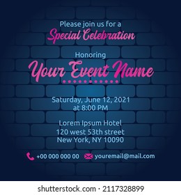 Formal invitation with blue background 09