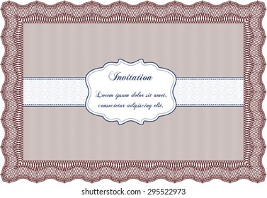 Formal invitation. Border, frame.With guilloche pattern. Excellent complex design. 