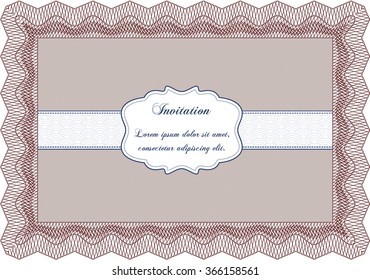 Formal invitation. Complex design. Detailed.With complex linear background. 