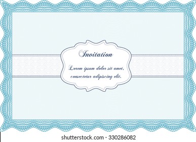 Formal invitation. With complex linear background. Superior design. Border, frame.