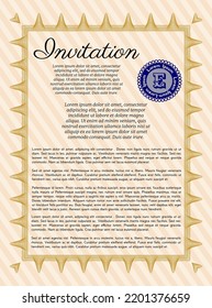 Formal invitation. Cordial design. With quality background. Vector illustration.  Orange color.