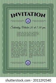Invitación formal. Buen diseño. Con fondo.   Color verde.