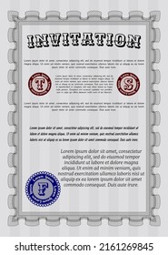 Formal invitation. Good design. Complex background.   Grey color.