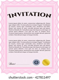 Invitación formal. Buen diseño. Personalizable, fácil de editar y cambiar los colores. Con un fondo complejo. 