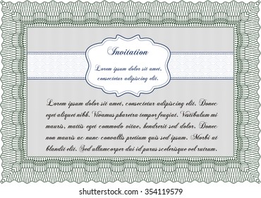 Formal invitation. With guilloche pattern. Detailed.Good design. 