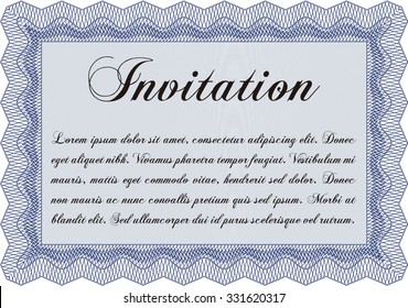 Formal invitation. With guilloche pattern. Vector illustration.Beauty design. 