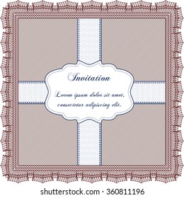 Formal invitation. Lovely design. Vector illustration.With guilloche pattern. 